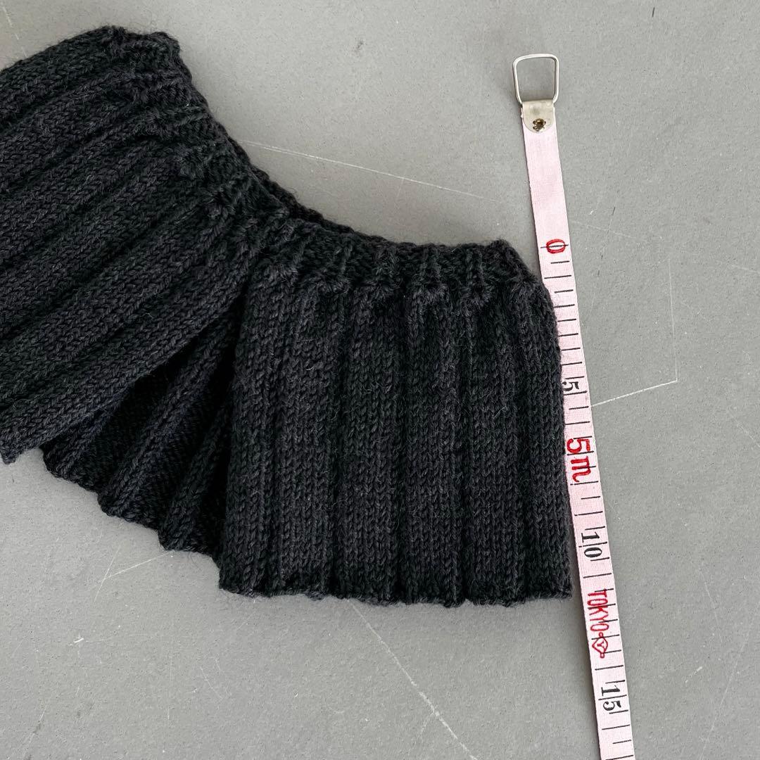 ニット付け襟 リブ編み つけ襟 ハンドメイド 作家 ブラック色