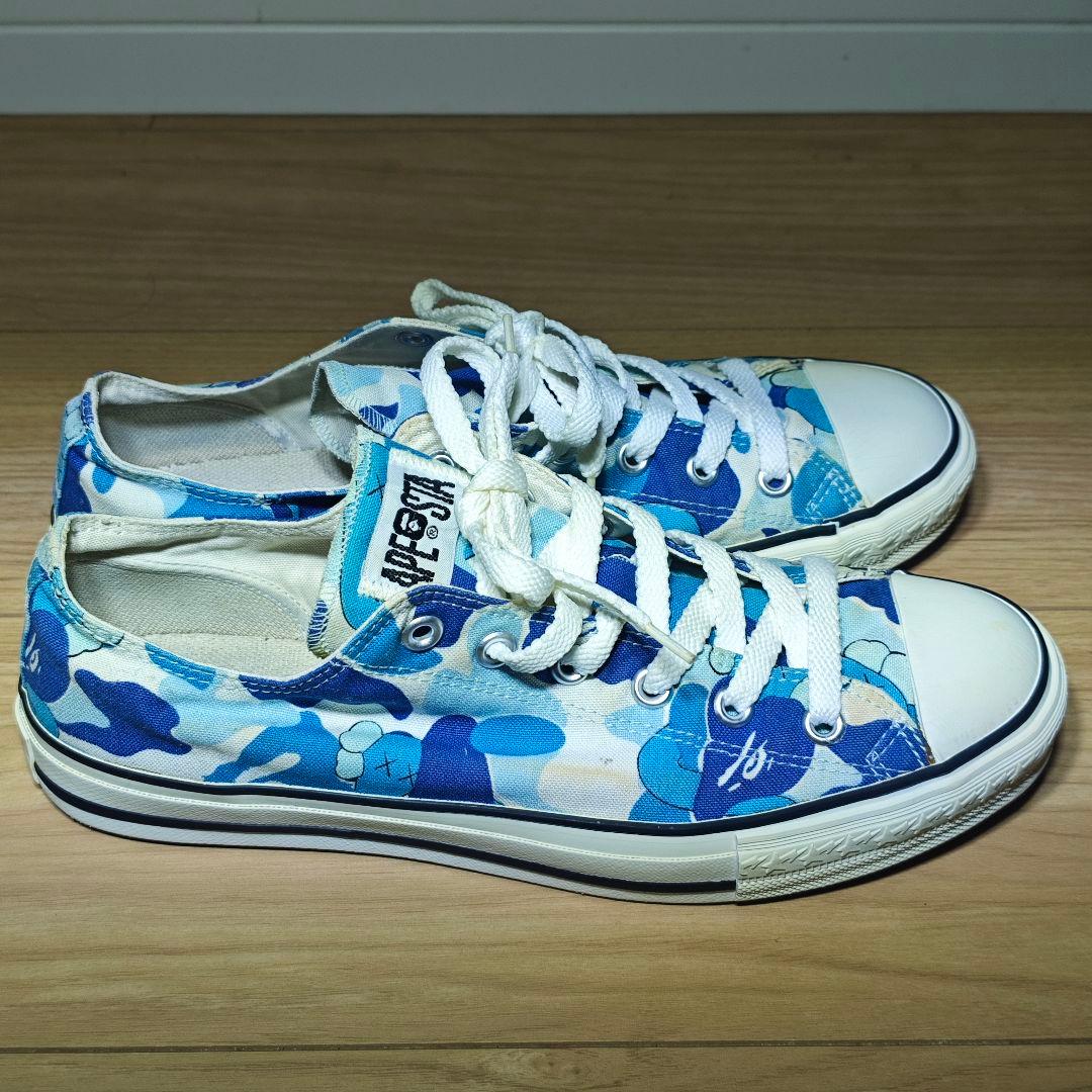 KAWS × BAPE コラボ 迷彩 スニーカー 27cm 青