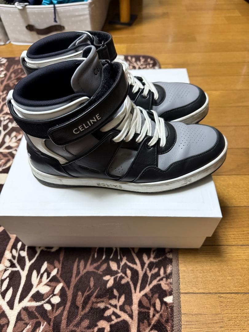 即購入⭕️ CELINE ハイカットスニーカー グレー ホワイト ブラック