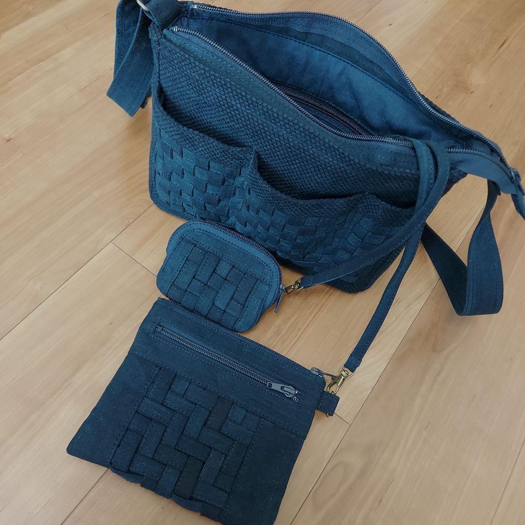 剣道着と編み紐のサコッシュバッグ