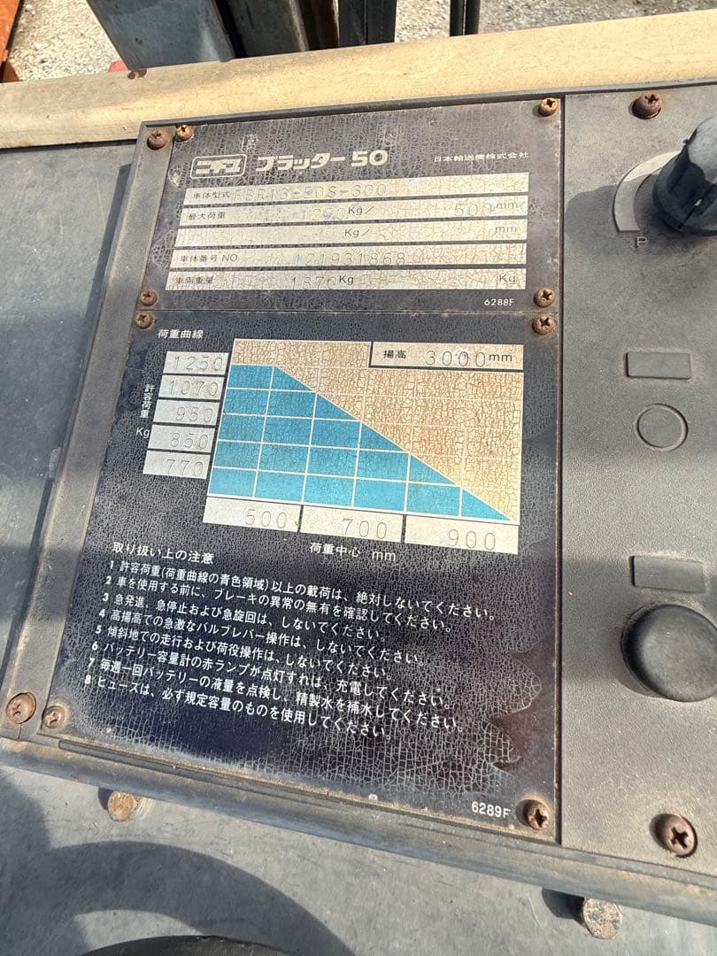 ニチユ電動フォークリフトFBR13-50S-300揚高3000mm