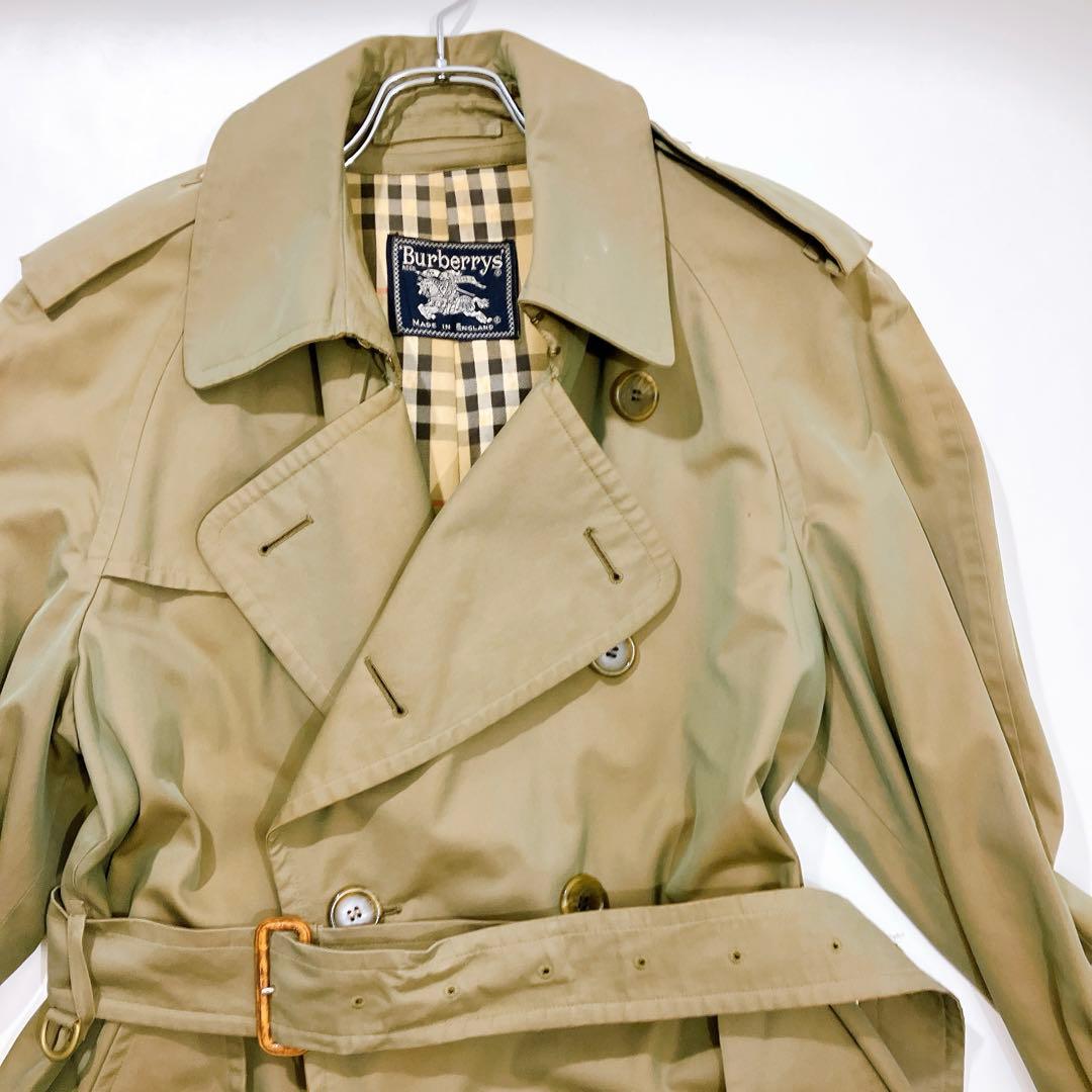 【逸品】バーバリーズ　トレンチコート　玉虫色　ヴィンテージ　ノバチェック　L相当
