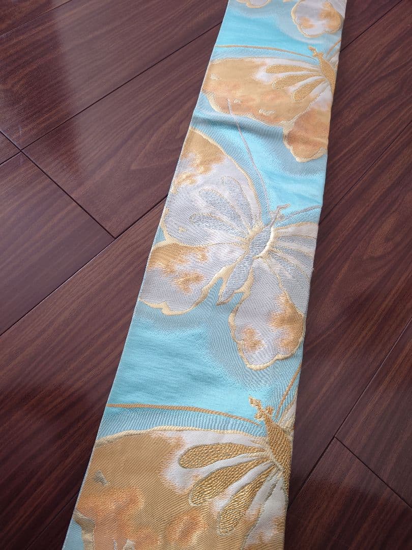 七五三　ハーフ成人式　ジュニア帯　大人用正絹袋帯からの作り帯　1点物　蝶柄