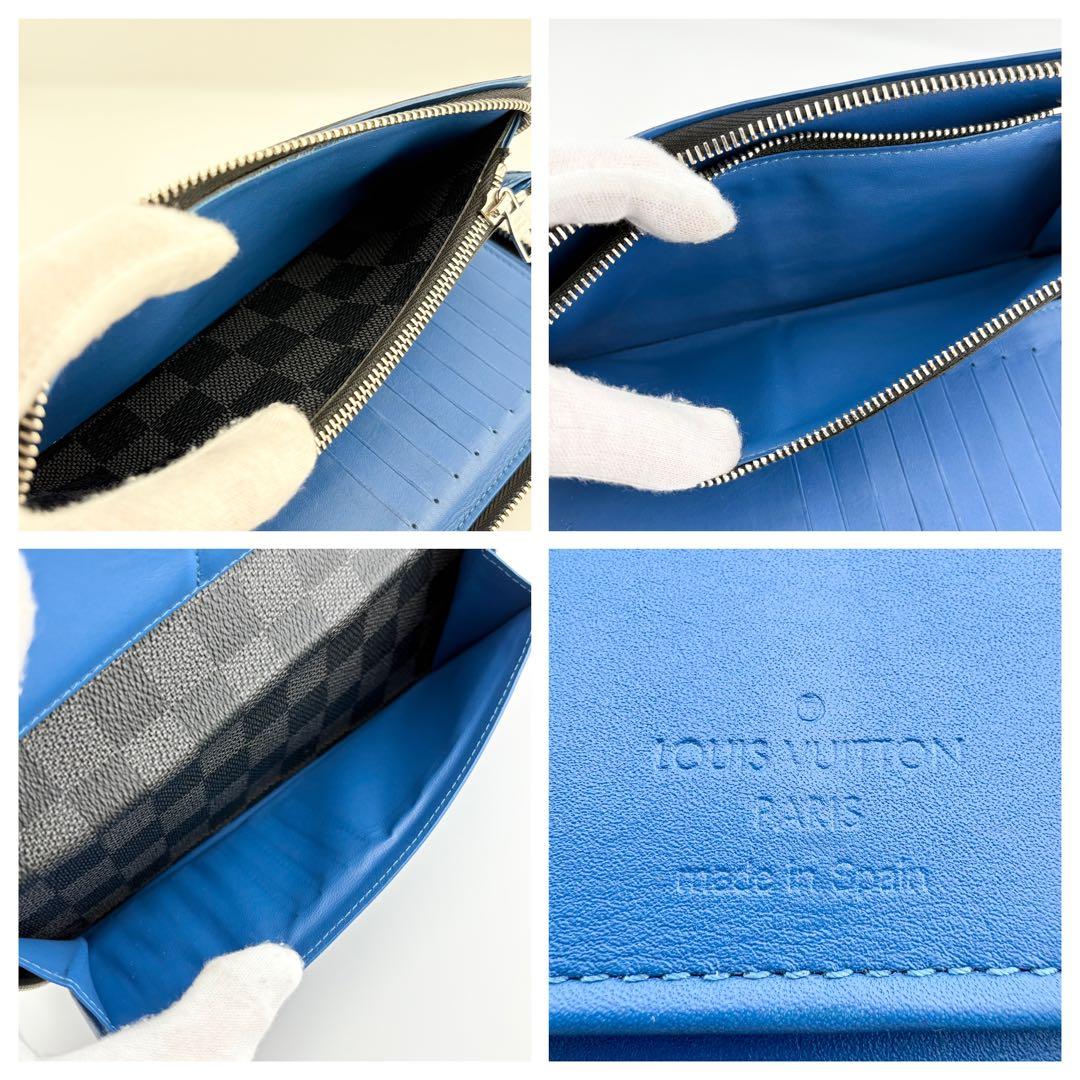 【美品✨】ルイヴィトン ジッピー ヴェルティカル ダミエグラフィット 青 ブルー