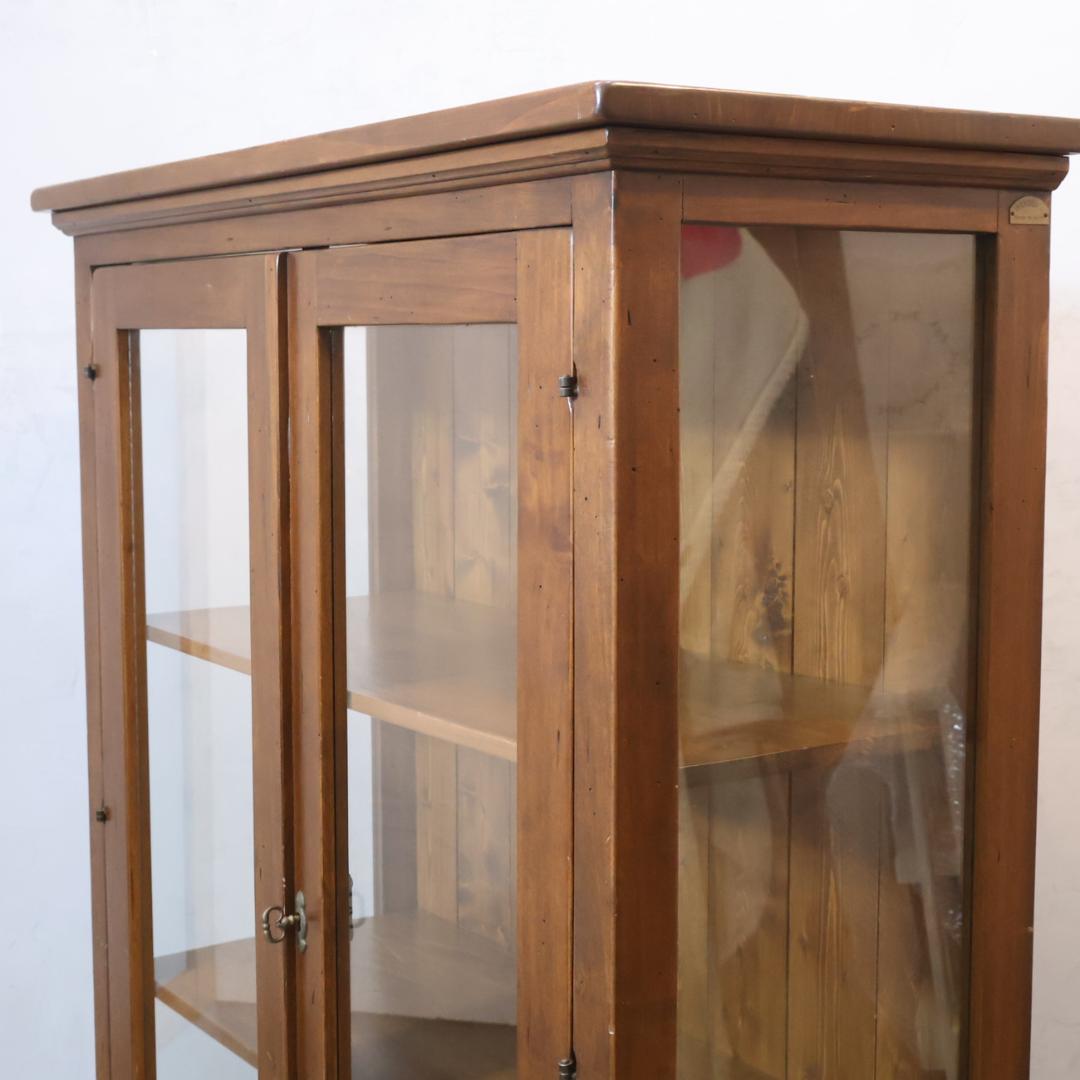 WOODEN イタリア製 パイン材 飾り棚 キュリオケース 本棚 書棚 収納棚