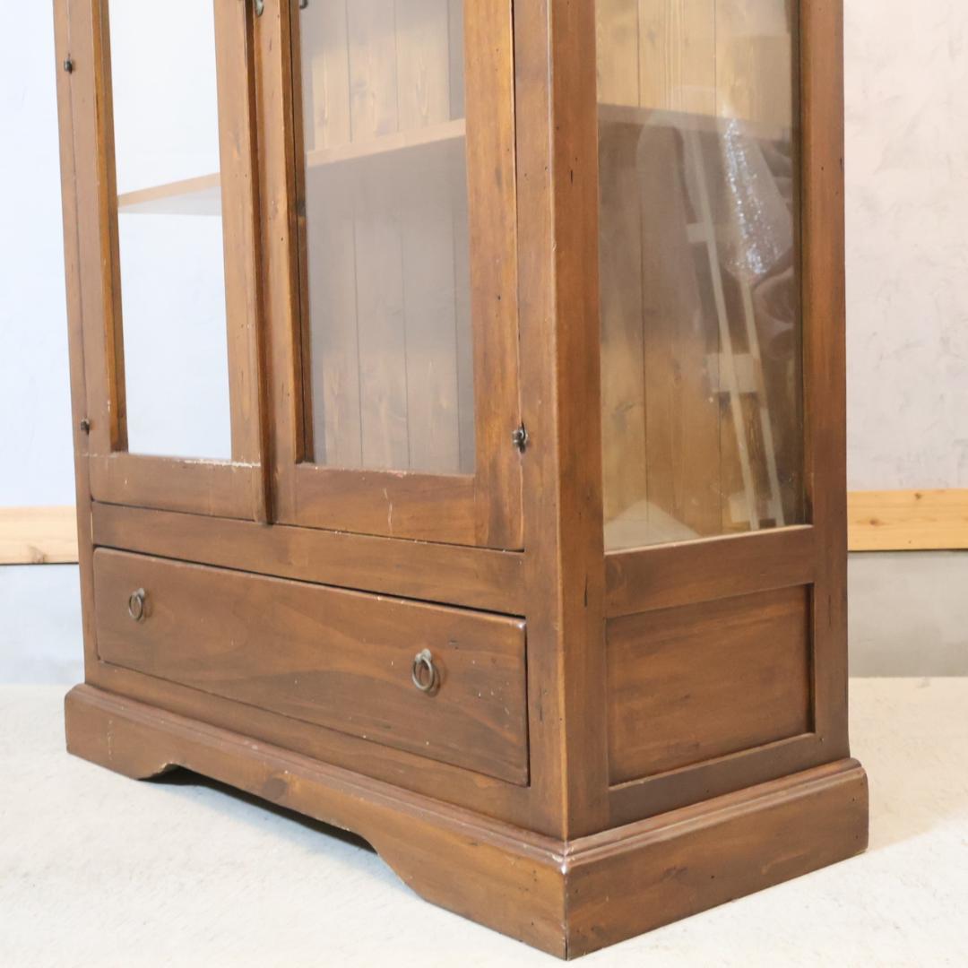 WOODEN イタリア製 パイン材 飾り棚 キュリオケース 本棚 書棚 収納棚