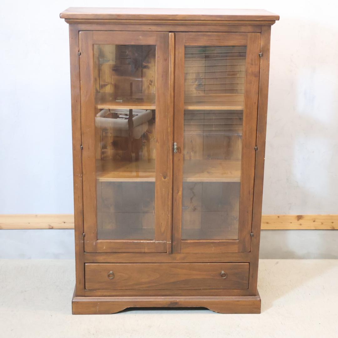 WOODEN イタリア製 パイン材 飾り棚 キュリオケース 本棚 書棚 収納棚