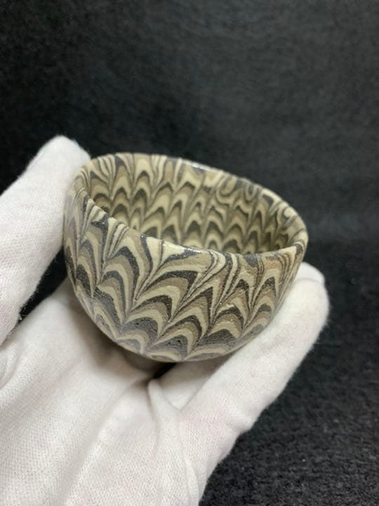 水野双鶴　煉込ぐい呑　伝統模様鶉手