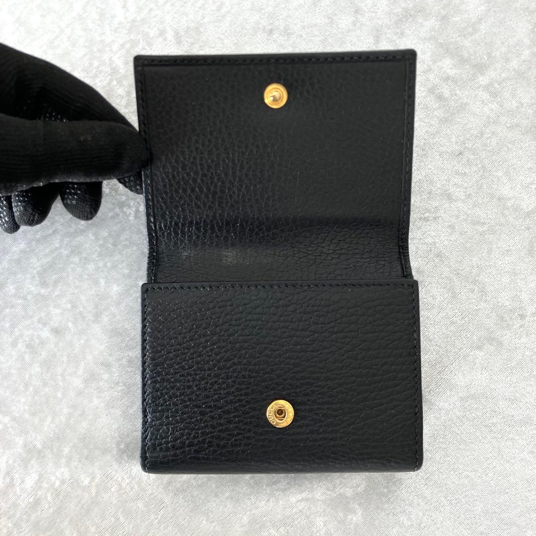 GUCCI グッチ マーモント コンパクト 三つ折り財布 シボ革
