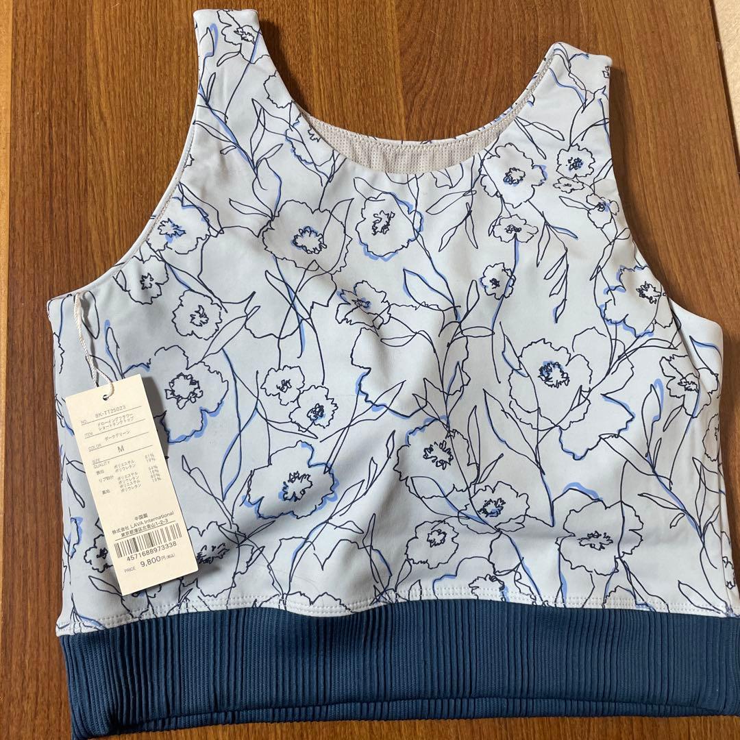 SUKALA花柄タンクトップ 水色 ネイビー M