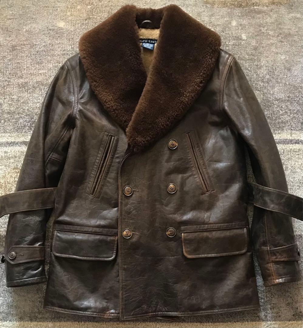 最高傑作 冬の主役服 抜群の防寒性 ラルフローレン ムートン レザーカーコート