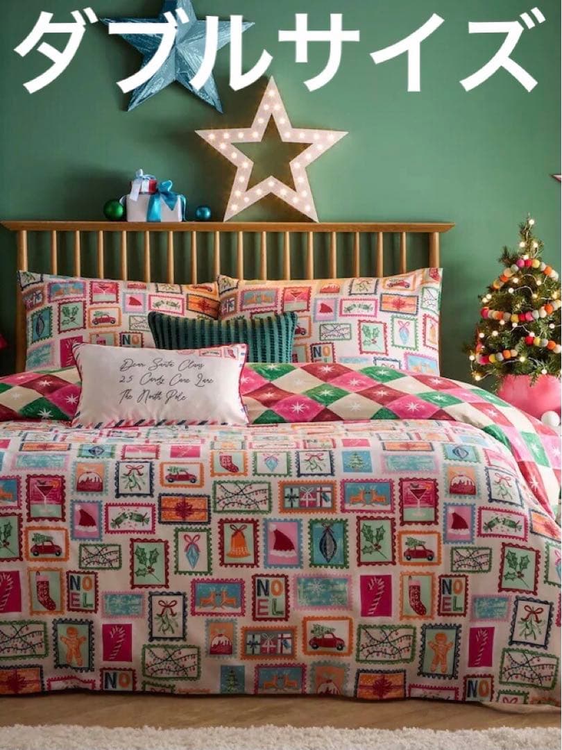 デュべカバー ピローケース セット 掛け布団カバー ダブル クリスマス 新品