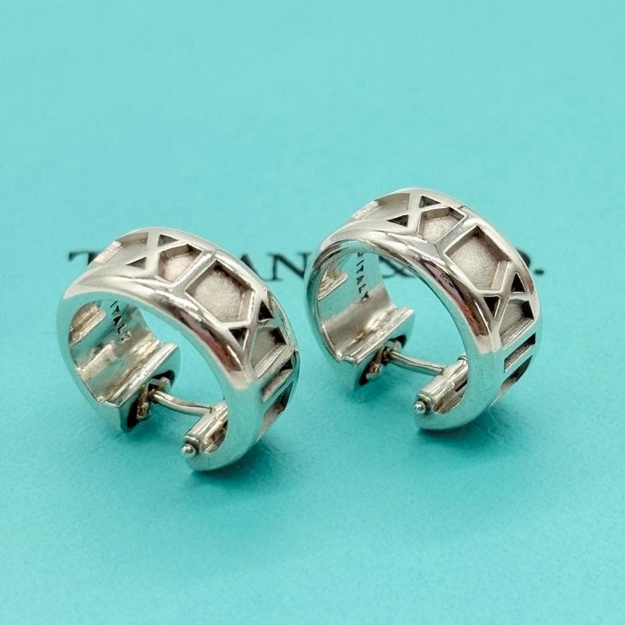 極美品 ティファニー アトラス フープ ピアス シルバー 925 ローマ数字