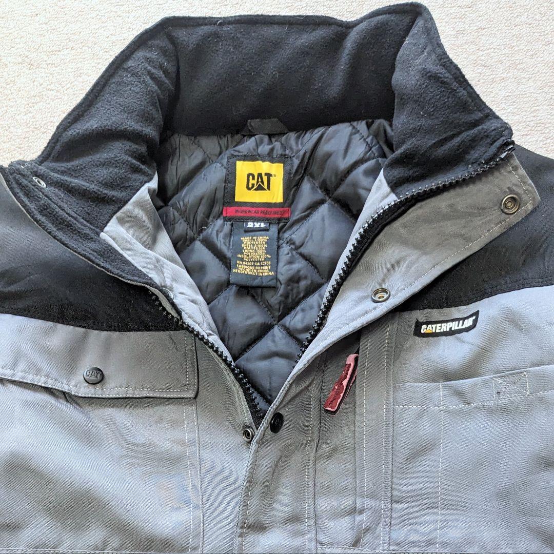CAT 2XL 切り替え ワークジャケット 中綿キルティング ビッグサイズ 古着