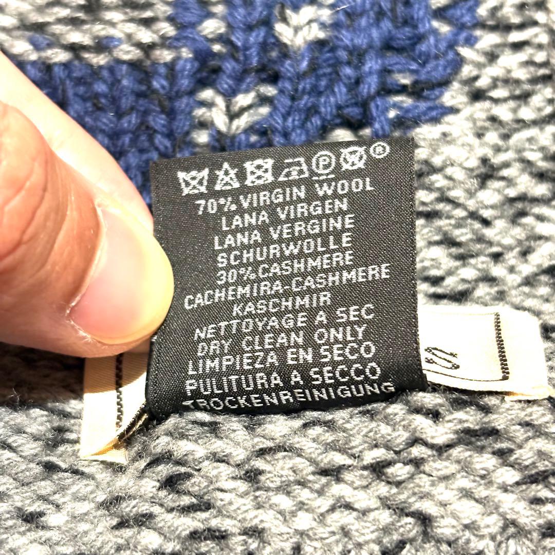 【希少　極美品】HERMES　カシミヤ　マフラー　ストール　若葉柄　ネイビー