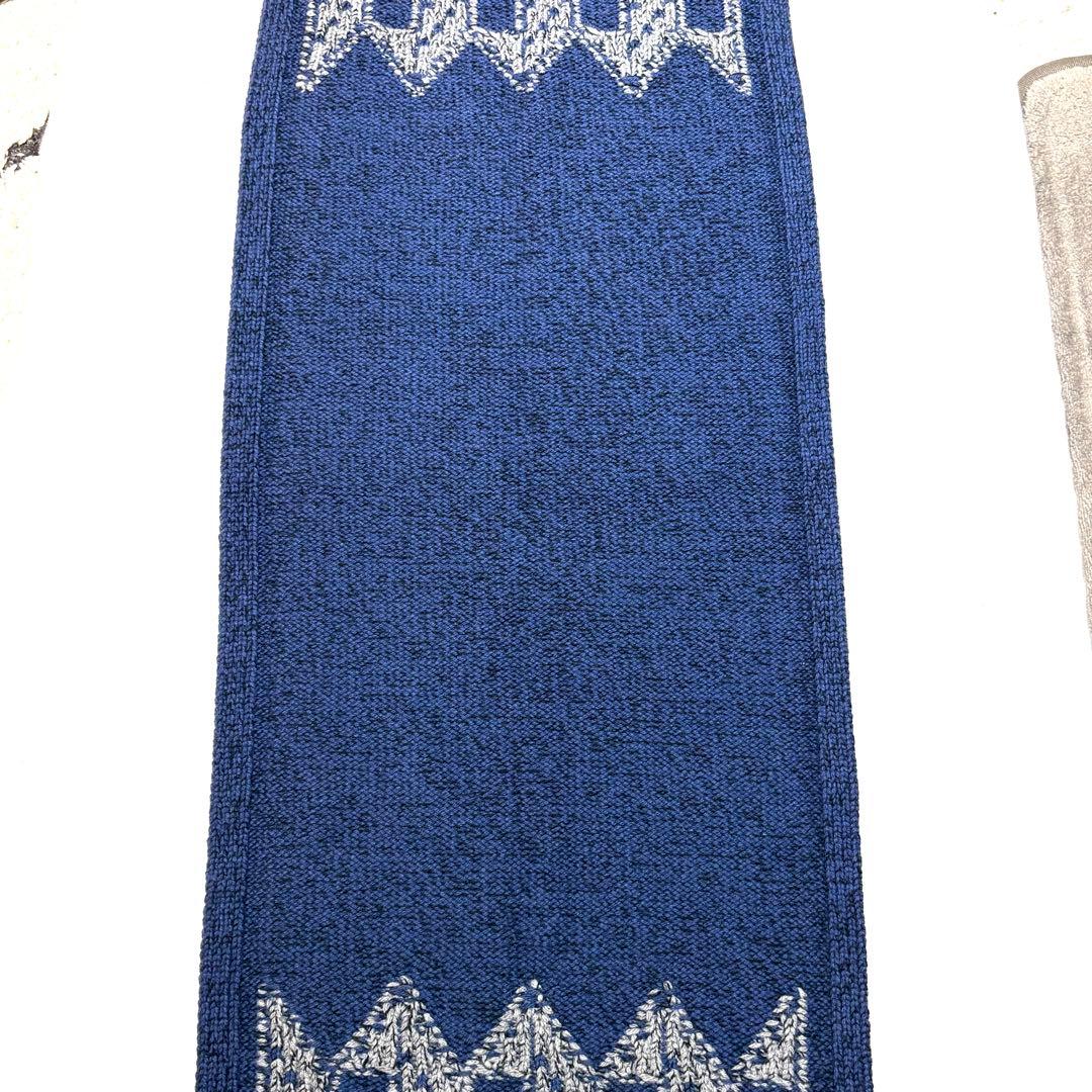【希少　極美品】HERMES　カシミヤ　マフラー　ストール　若葉柄　ネイビー