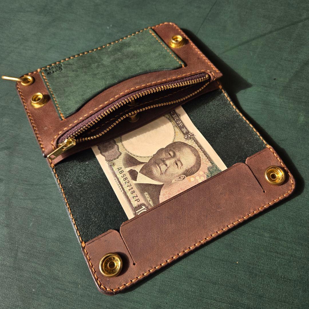 273ミドル　トラッカーウォレット イタリアンレザーTEXAS【GR&BR】