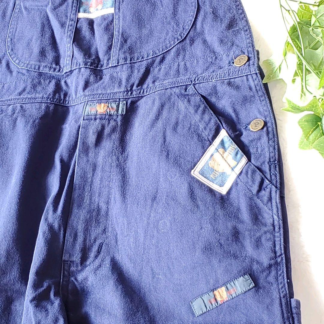 ピンクハウス　オーバーオール　サロペット　デニム　くま　刺繍　ワッペン　チェック