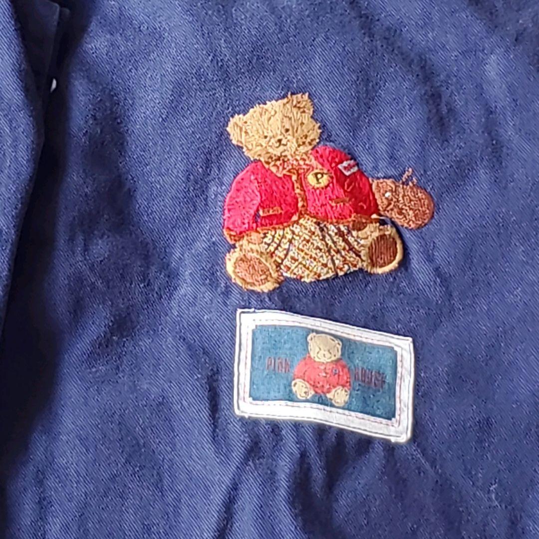 ピンクハウス　オーバーオール　サロペット　デニム　くま　刺繍　ワッペン　チェック