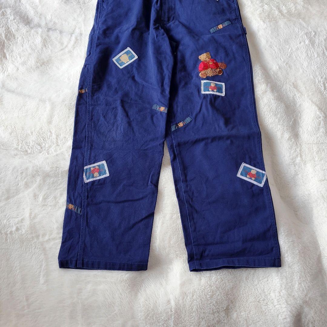 ピンクハウス　オーバーオール　サロペット　デニム　くま　刺繍　ワッペン　チェック