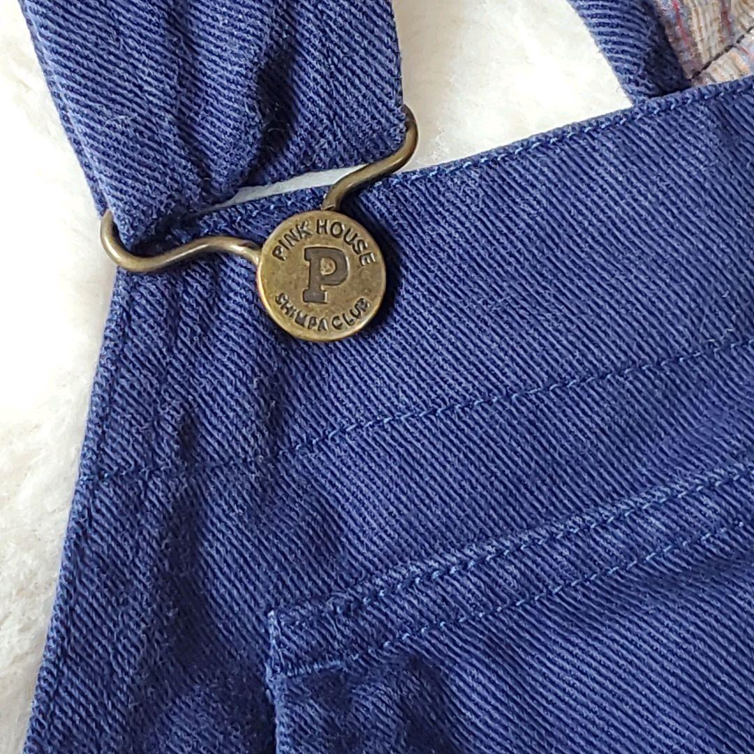 ピンクハウス　オーバーオール　サロペット　デニム　くま　刺繍　ワッペン　チェック