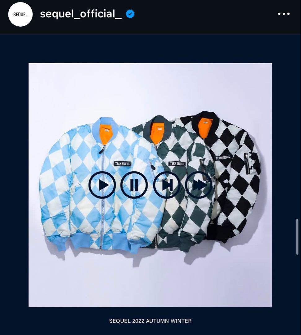 SEQUEL シークエル　MA-1 ダイヤ柄　ブラック　XL 藤原ヒロシ