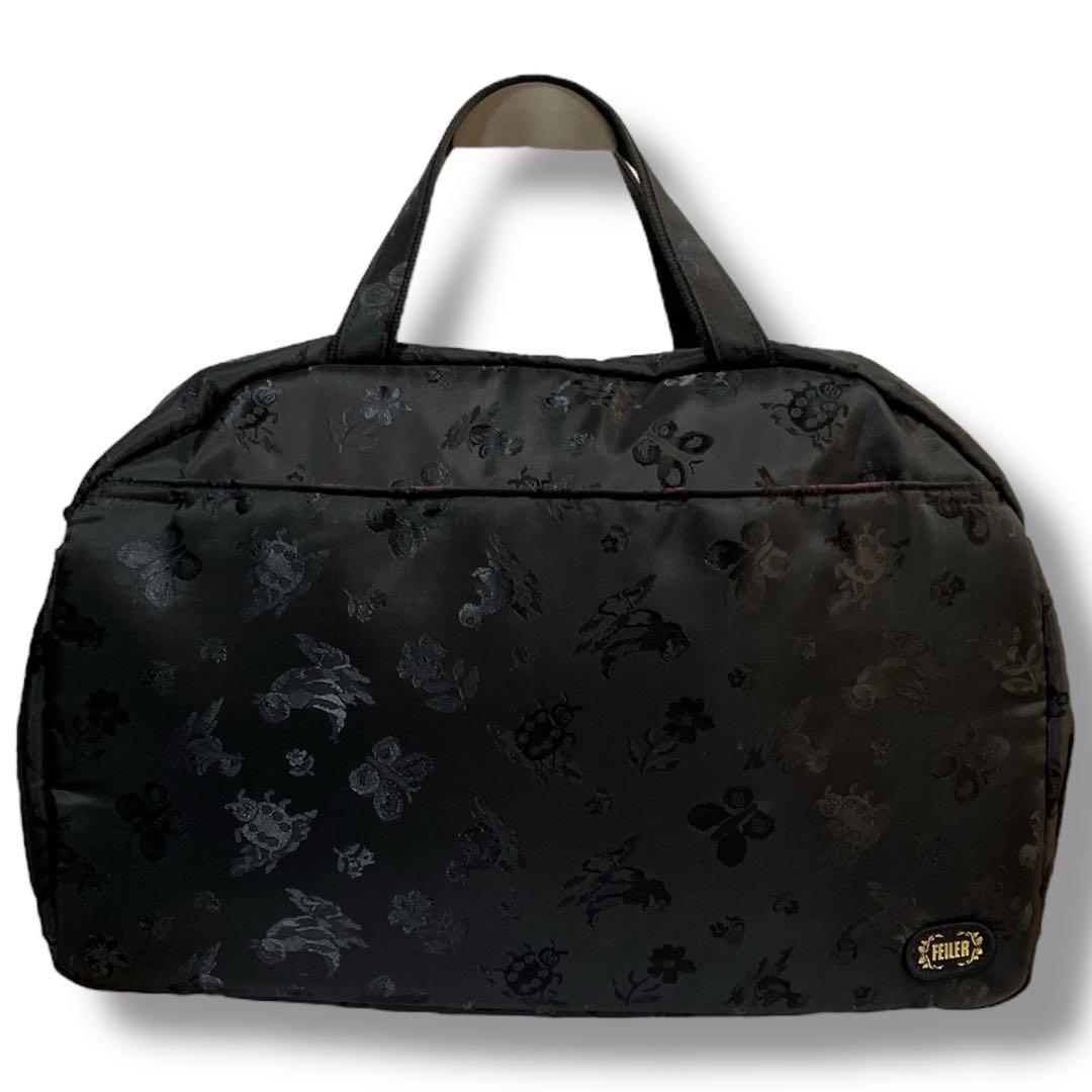 フェイラー 良品 希少 2way ハイジ ジャガード ボストンバッグ ブラック