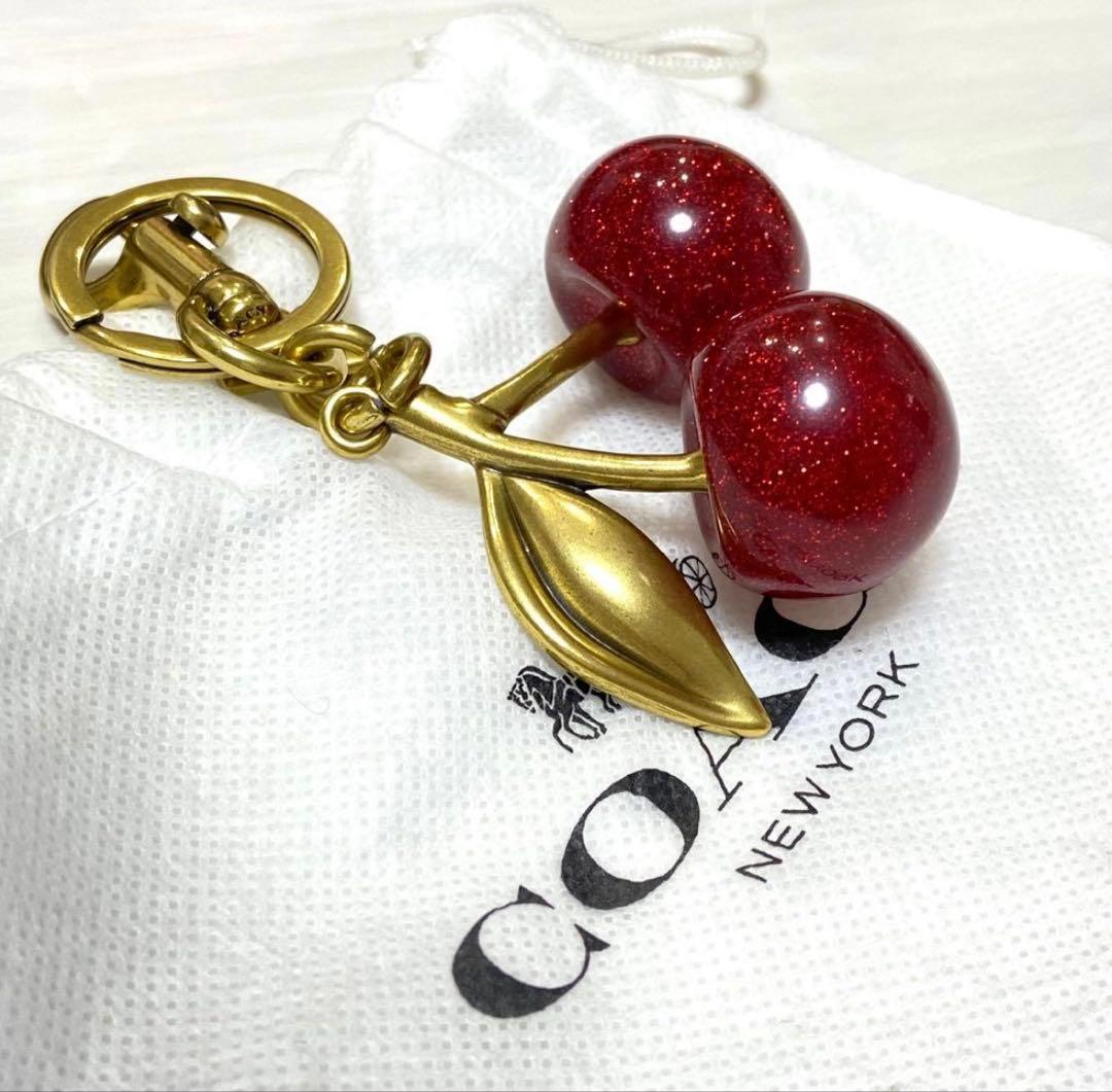 【未使用】COACH チェリー チャーム キーホルダー キーリング さくらんぼ