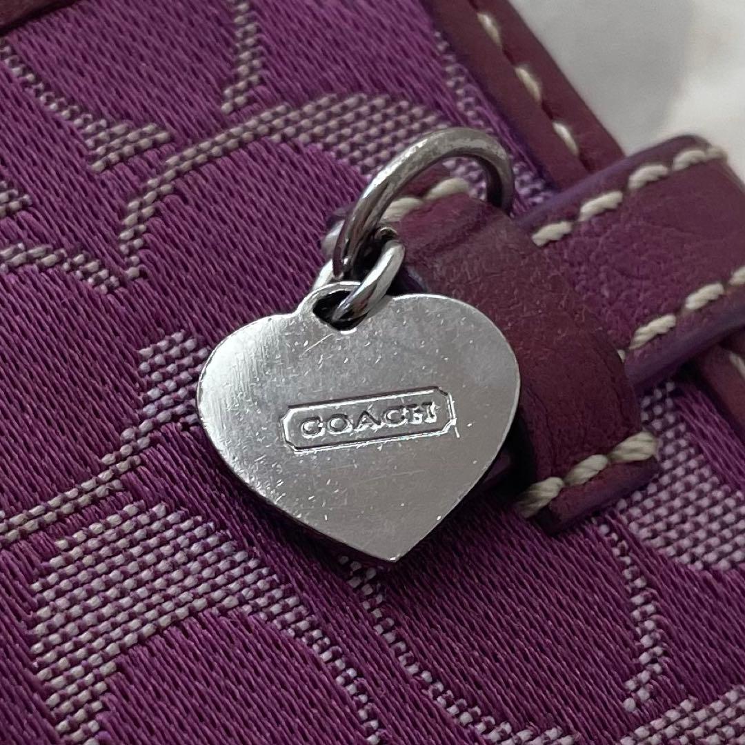 希少 COACH 手帳型 ハートチャーム付き キーリング キーホルダー