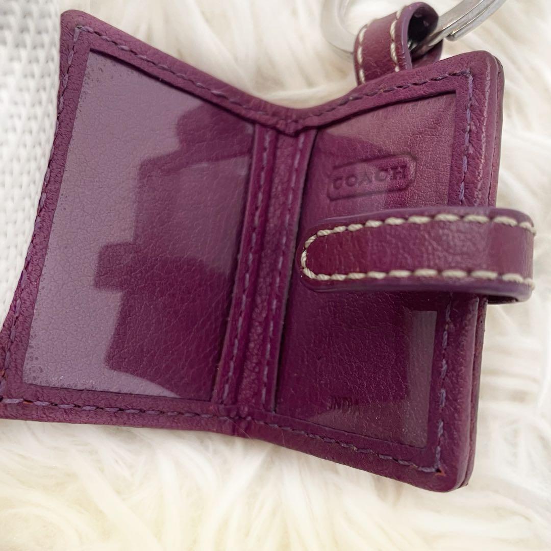 希少 COACH 手帳型 ハートチャーム付き キーリング キーホルダー