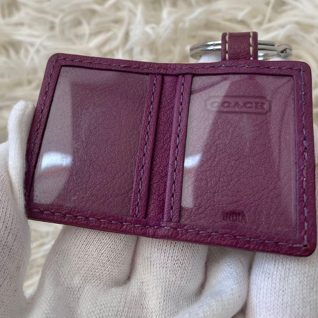 希少 COACH 手帳型 ハートチャーム付き キーリング キーホルダー