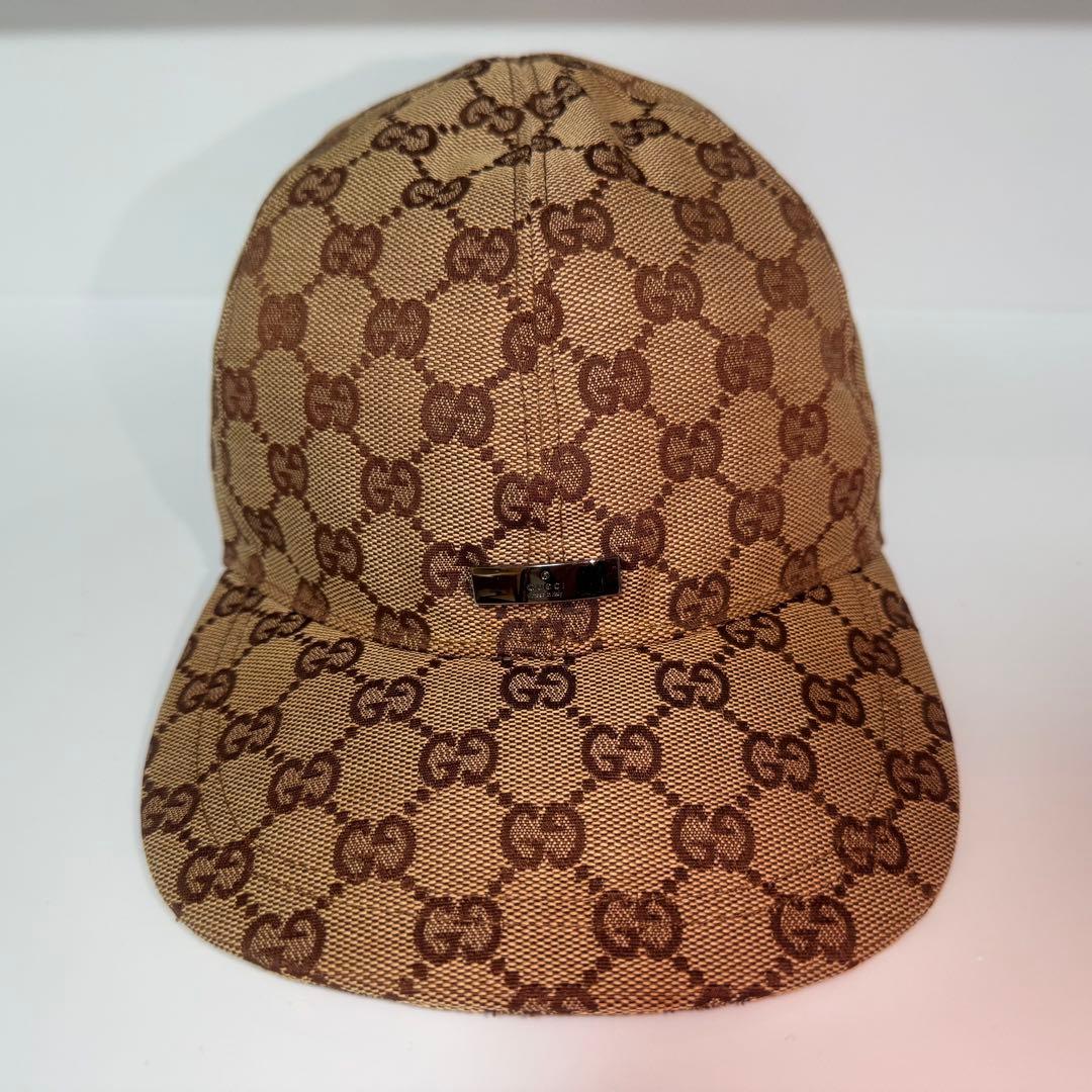 レア商品★GUCCI/GGパターン/ベージュ/Mサイズ/キャップ／オー