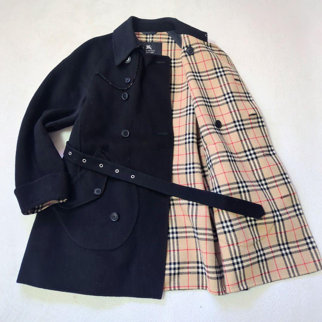 【BURBERRY BLACK LABEL】美品 ノバチェックピーコート M