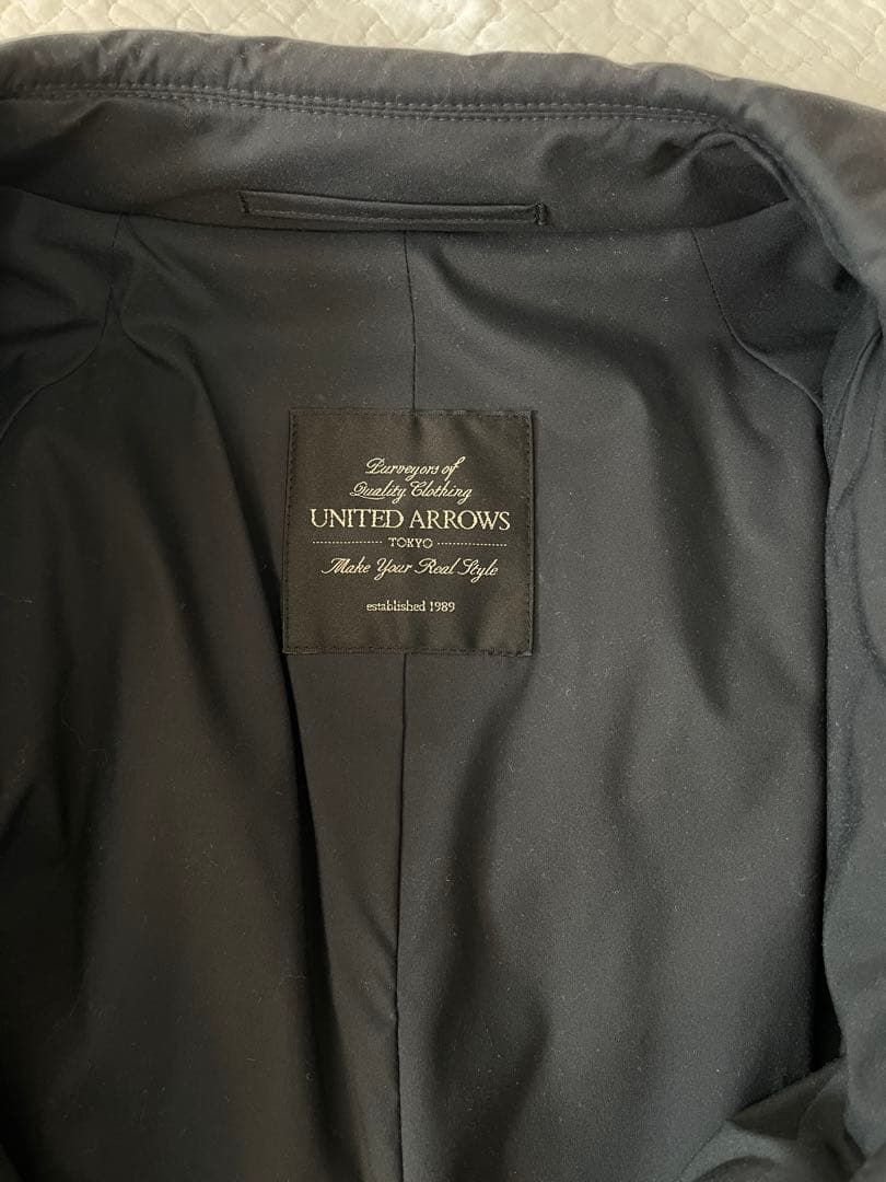 UNITED ARROWS ブラック ステンカラーコート プリマロフト機能素材