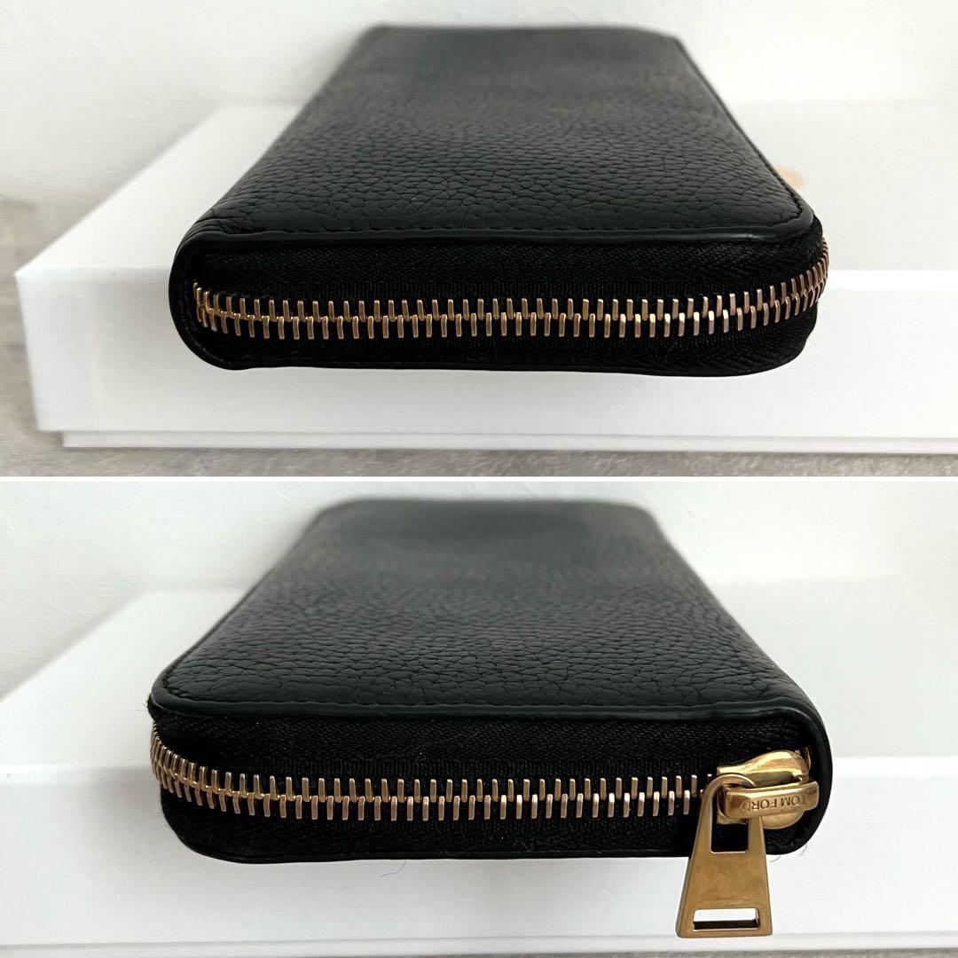 極美品✨トムフォード ラウンドファスナー 長財布ロゴ ブラック レザー