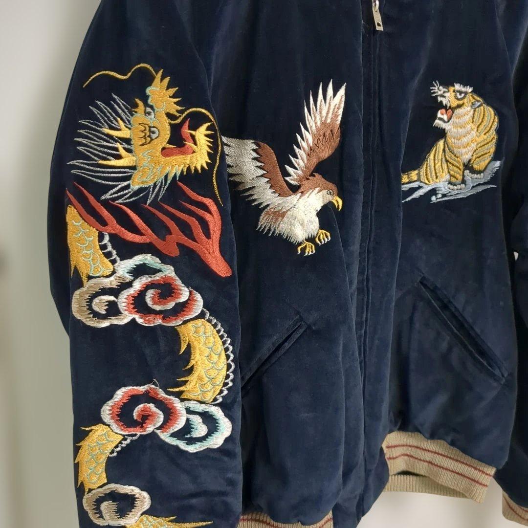 テーラー東洋 別珍 スカジャン 虎 鷹 龍 刺繍 ベルベット TT10932