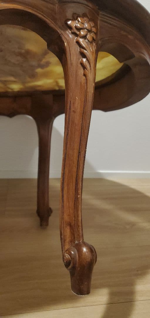 ​【イタリア製】天然石グリーンオニキス センターテーブル 猫脚 大理石