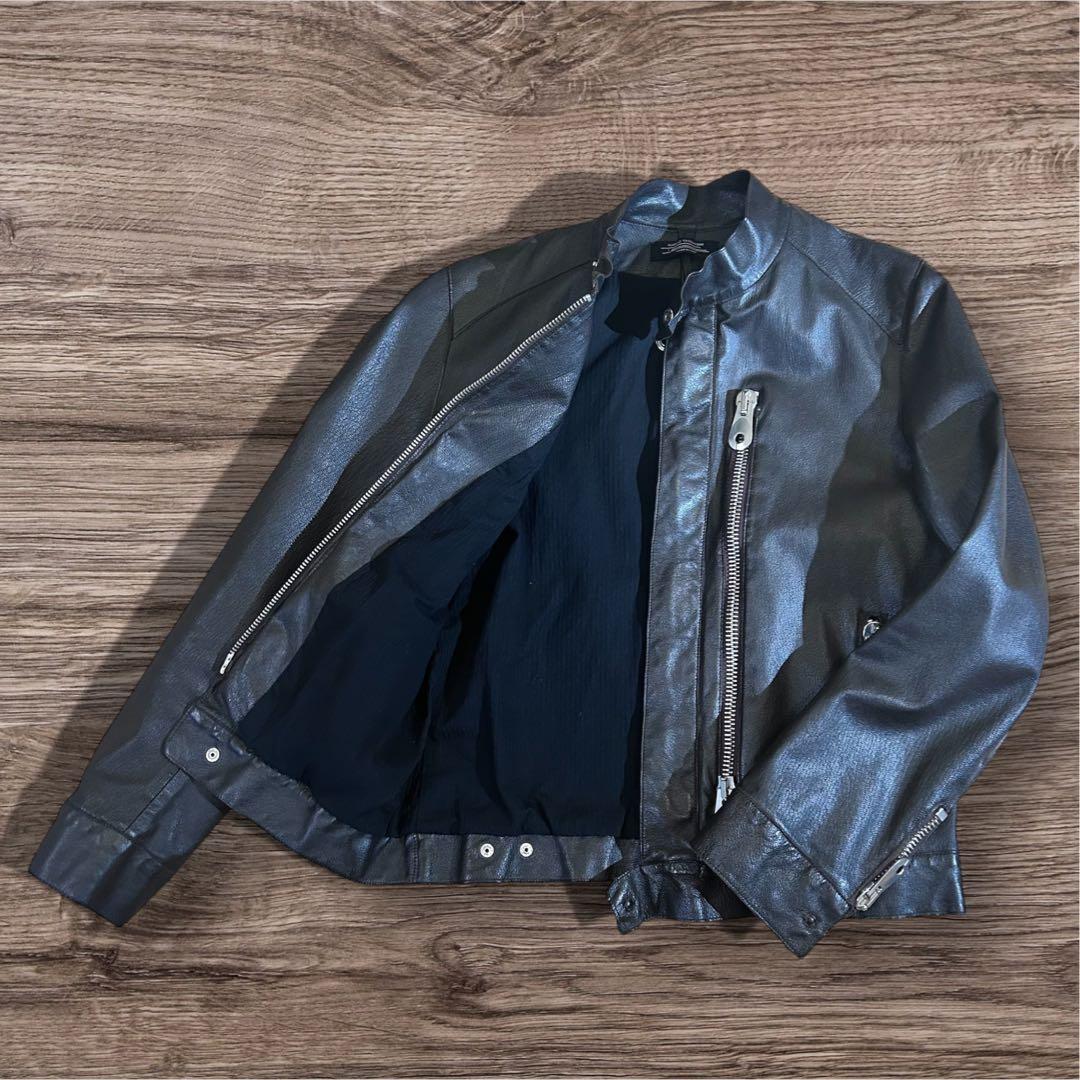 美品 マルコタリアフェリ 伊製 44 変形多連ジップ レザージャケット 焦茶 a