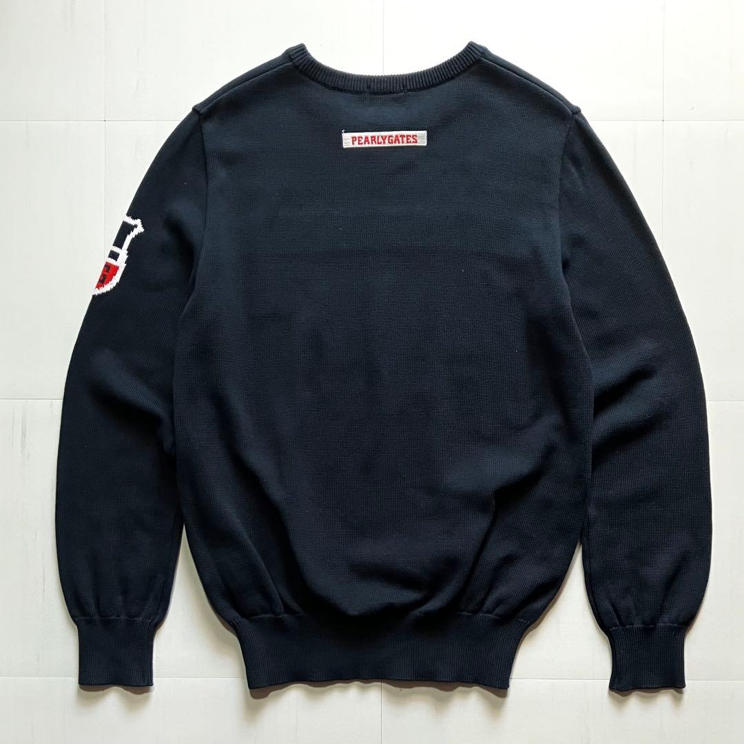 【美品】PEARLY GATES コットンクルーネックニット ブラック 5