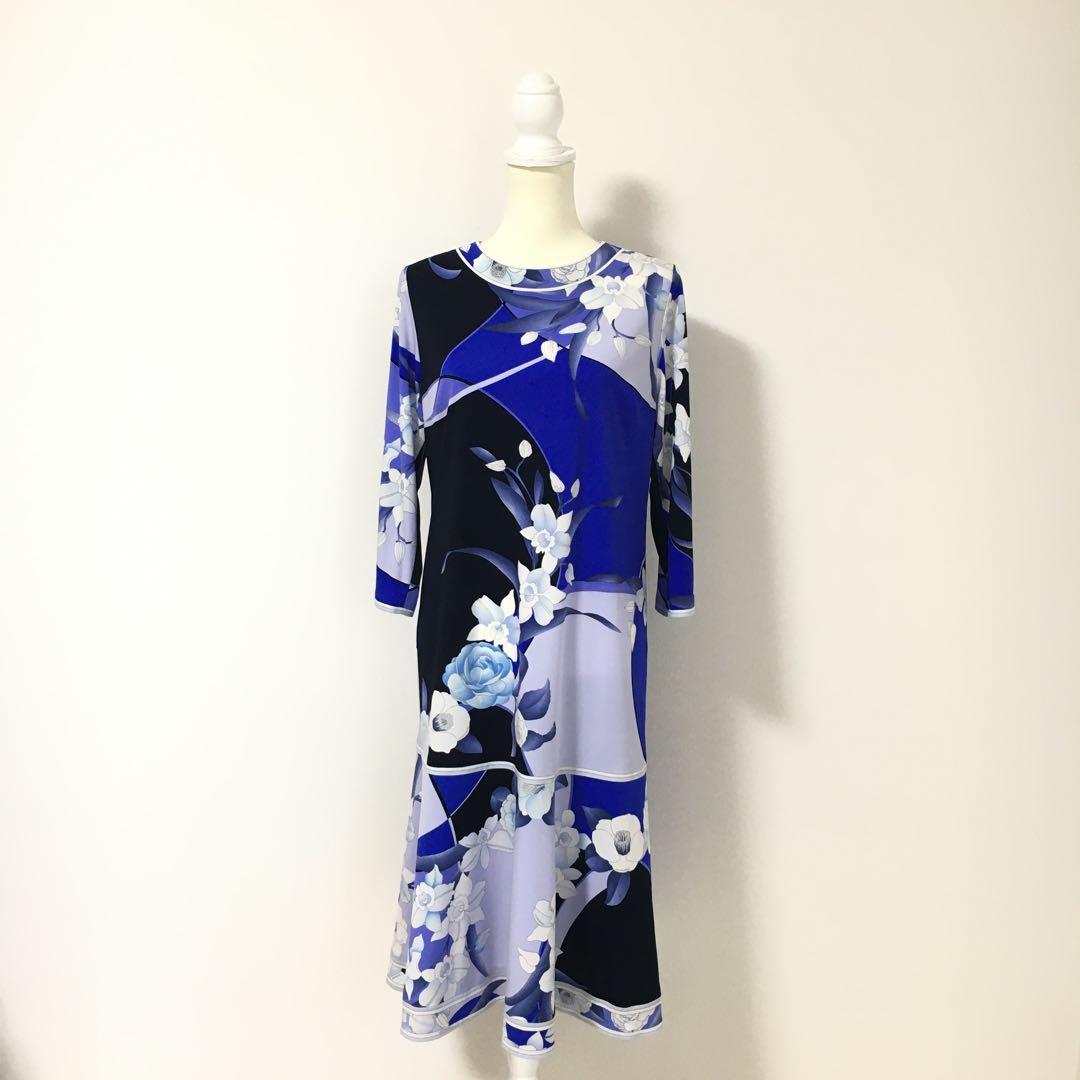 近年美品　LEONARD レオナール　カンカン　ロング　ワンピース　42