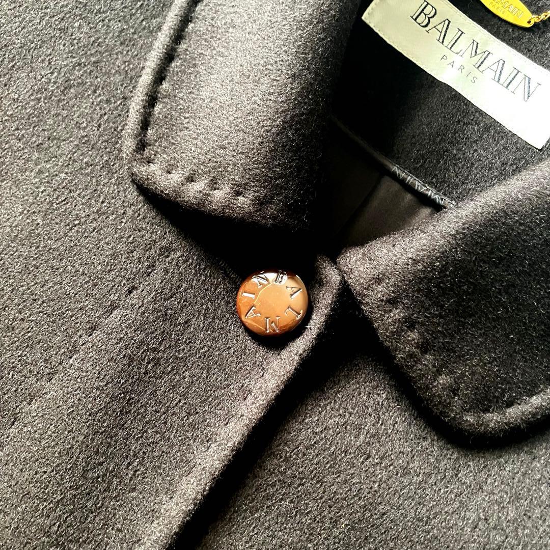 ✨極美品✨BALMAIN カシミヤ混×シルク チェスターコート ロング ブラウン