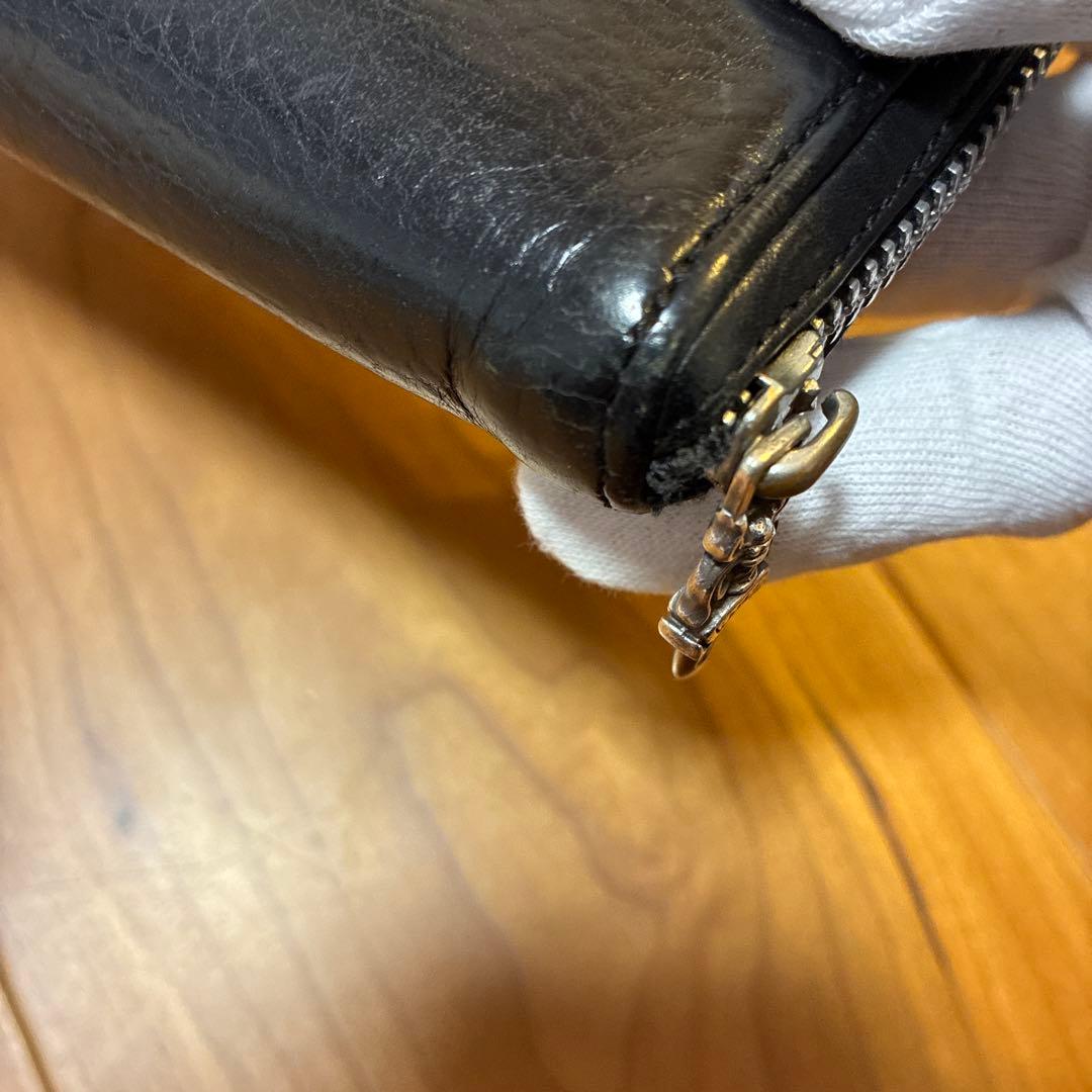 クロムハーツ REC F ZIP ブラック　レザー プレーン 長財布