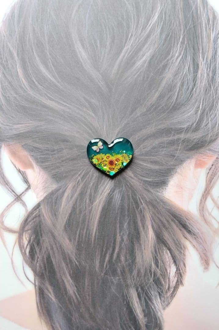 ひまわり ハート ヘアゴム