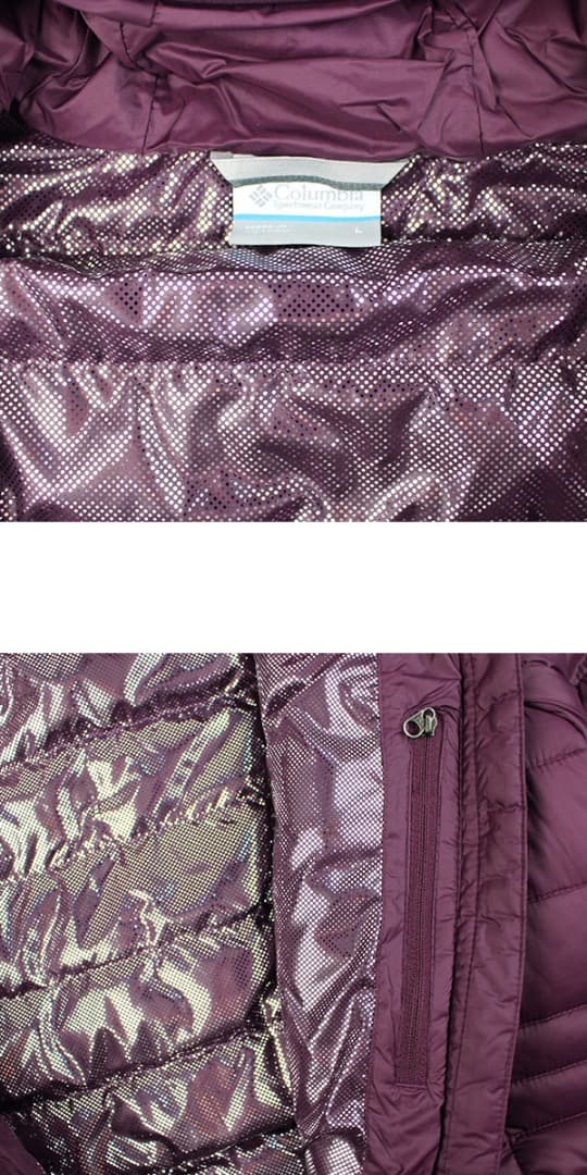 コロンビア ダウン ジャケット レディース アウター コート L 紫 防寒 薄手
