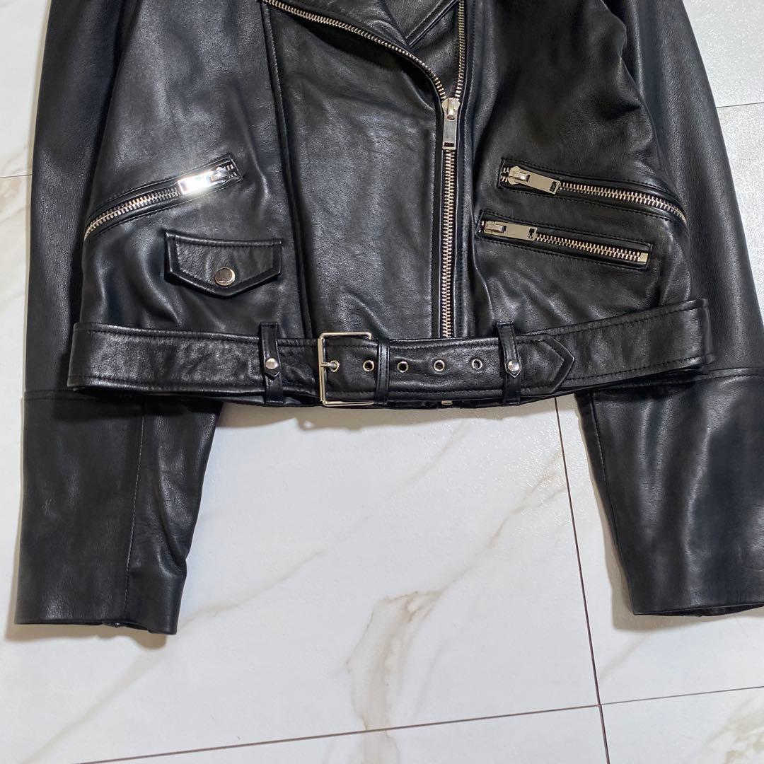 新品♡ザラ ダブルライダースジャケット ラムスキン ベルト 羊革 XL-2XL