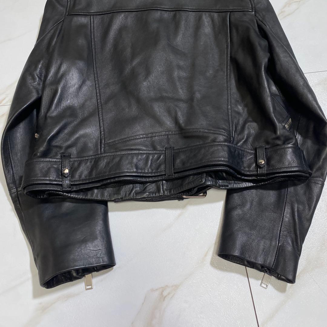 新品♡ザラ ダブルライダースジャケット ラムスキン ベルト 羊革 XL-2XL