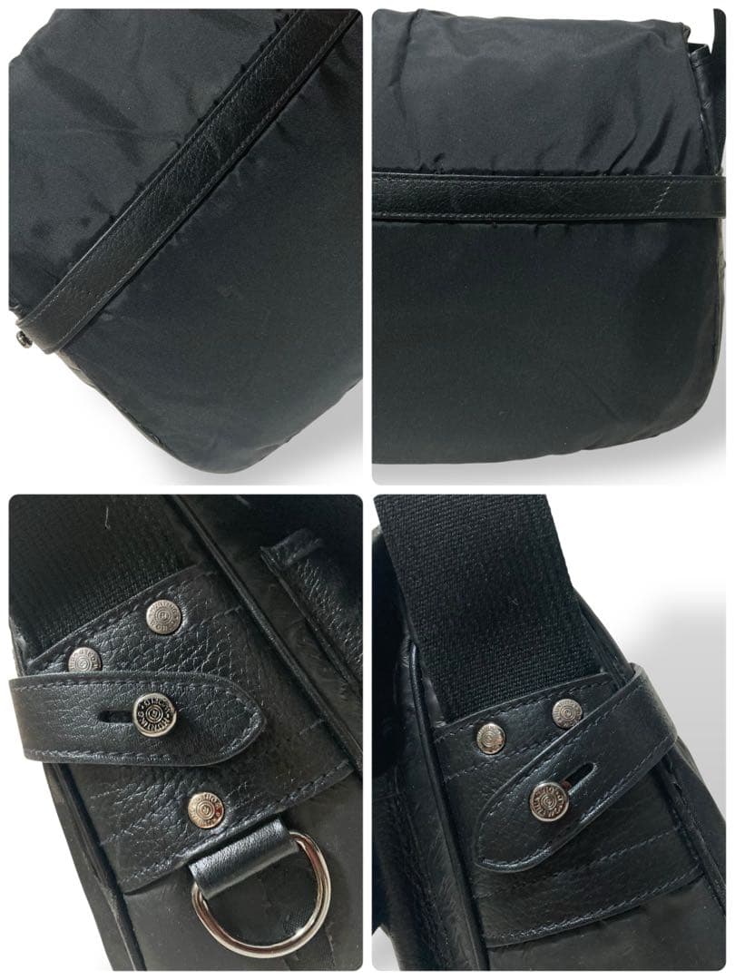 【ヴィンテージ】ハンティングワールド　ショルダーバッグ　ナイロン　レザー　黒