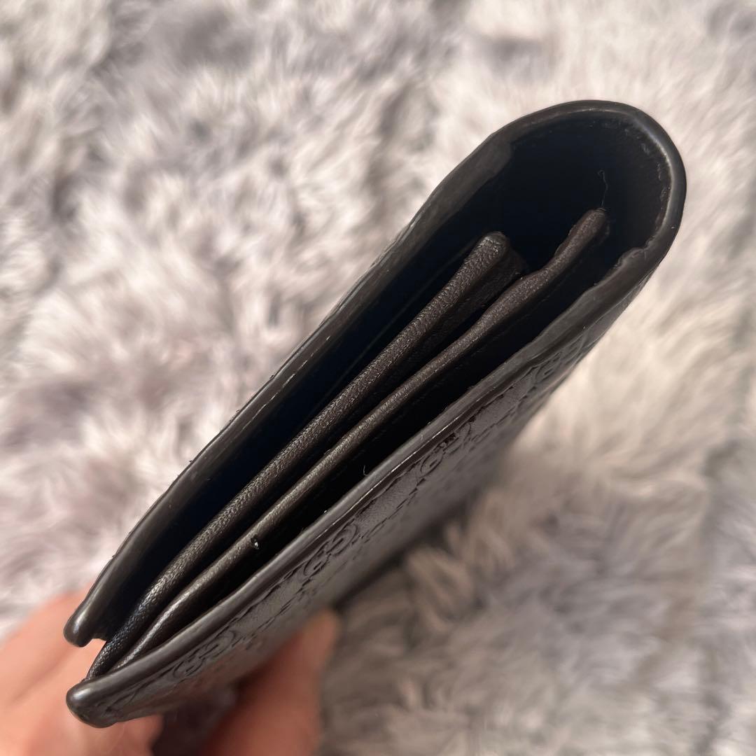 美品✨GUCCI マイクロシマ　軽量　長財布　ダークブラウン　メンズ