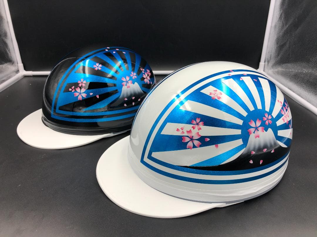 コルク半　カスタム　富士日章　三つボタンブラックホワイトブルー　ラメ　桜　セット