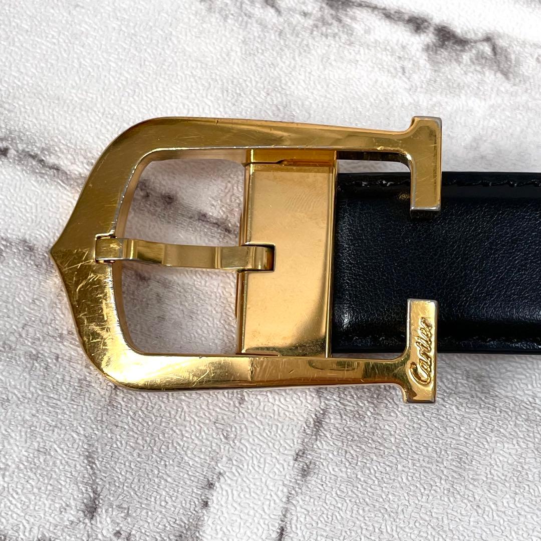 美品✨カルティエ　ベルト　Cアロンジェ　Cバックル　ゴールド金具　黒